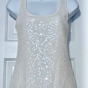 V Christina Ivory Sequin Front Tank Top Sz M